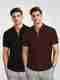 VeBNoR Men Solid Polo Neck Polyester Brown T-Shirt - Image 2