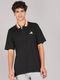 ADIDAS Men Solid Polo Neck Pure Cotton Black T-Shirt - Image 3