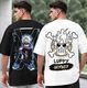 Vira Pack of 2 Men Printed Round Neck Cotton Blend Black, White T-Shirt - Image 3