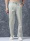 INDICLUB Men Regular Fit White Linen Blend Trousers - Image 3
