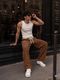 HUSTLEWELL Men Loose Fit Brown Cotton Blend Trousers - Image 4