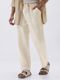 METRONAUT Straight Fit Men Cream Linen Blend Trousers - Image 3