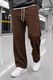HUSTLEWELL Men Loose Fit Brown Cotton Blend Trousers - Image 3