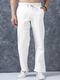 Plus91 Men Relaxed Black Pure Linen Trousers - Image 4