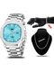 ABREXO Blue Dial Date Working Watch With Designer Chain & Bracelet Combo for Boys Analog Watch - For Men Abx7000- Blue + C2 Silver Chain & Bracelet - Image 3