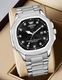 ABREXO Nautilus Date Working Square Green Dial Silver Stainless Steel Quartz Mechanism Analog Watch - For Men Abx4800-GRN SL - Image 3