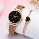 watchstar Women Rosegold Analog Watch - For Women Mesh Magnetic Strap Black Dial Analog Watch For Women&Girls - Image 3