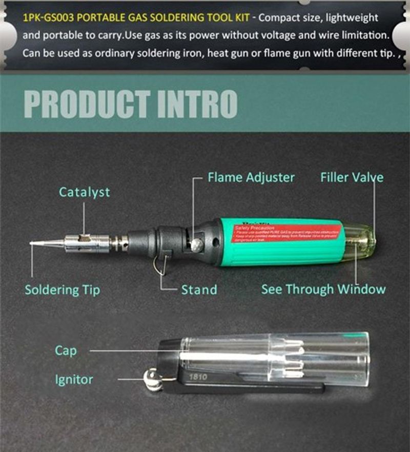 Proskit 1PK-GS003 Portable Gas Soldering Tool Kit - Image 5