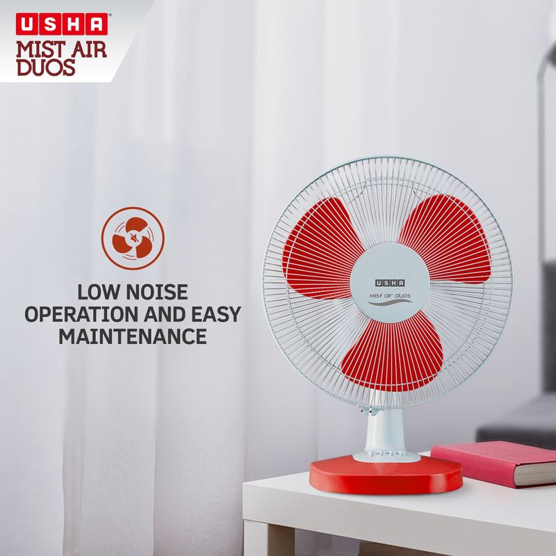 USHA Mist Air Duos 400mm Table Fan (Red) - Image 6
