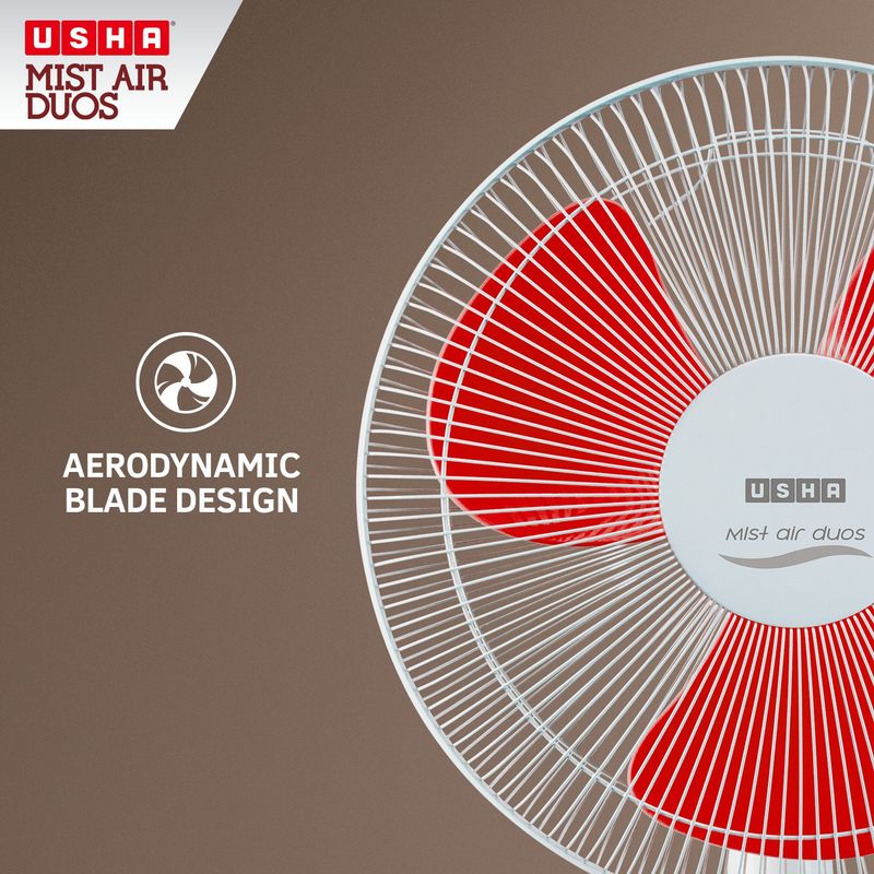 USHA Mist Air Duos 400mm Table Fan (Red) - Image 5