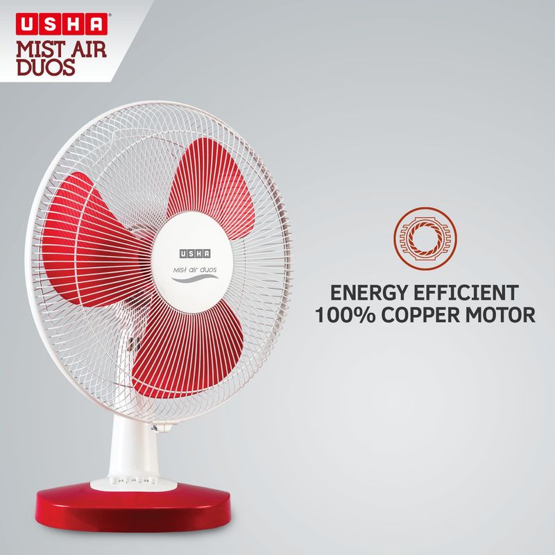 USHA Mist Air Duos 400mm Table Fan (Red) - Image 7