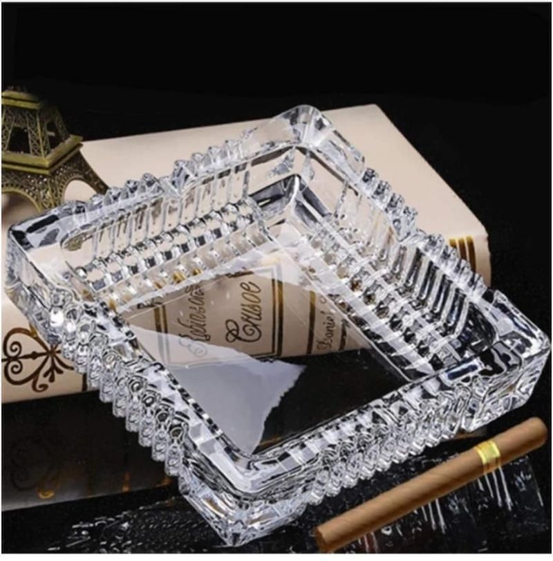 GLOW FIRST Glass Ashtray,1 Square Glass Ash Tray,Ash Trays for Smoking for Home Clear Glass Ashtray (Pack of 1) - Image 4