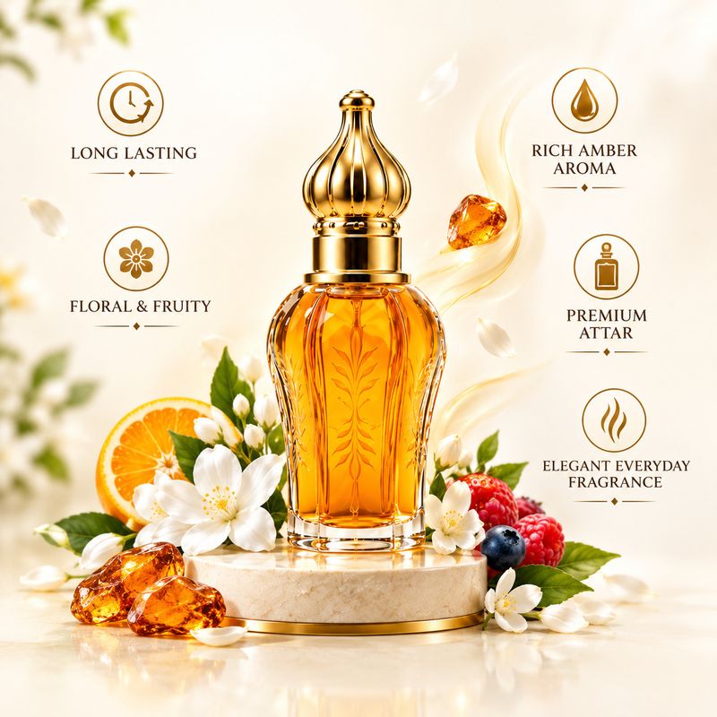 YAKSHAA Amber Dusk Attar | Long Lasting Non-Alcoholic | Roll-On Attar | 8.5ml Floral Attar (Amber) - Image 4