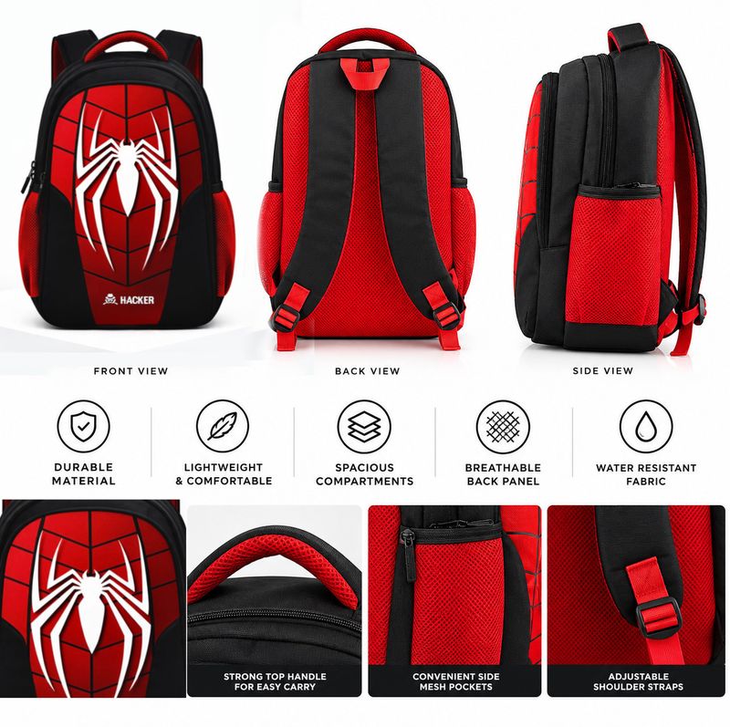 Hacker Large 32L Spider Laptop Backpack Multicolor - Image 5