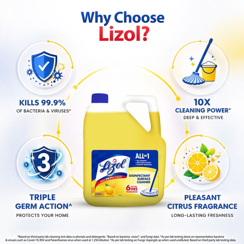 Lizol Disinfectant Surface Cleaner - Citrus (5 L) - Image 6
