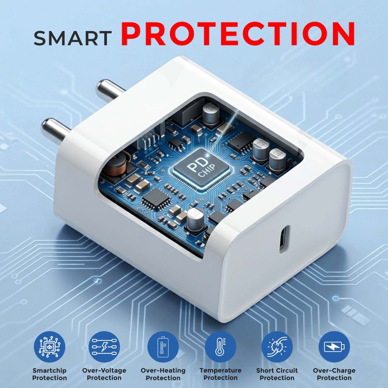 MAK 33 W Quick Charge 3 A Wall Charger for Mobile with Detachable Cable (White, Cable Included) - Image 7