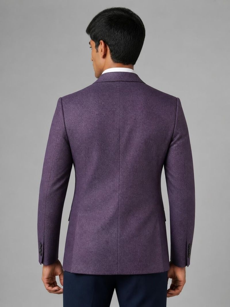 Raymond Men Self Design Double Breasted Formal Blazer (Purple) - Image 5