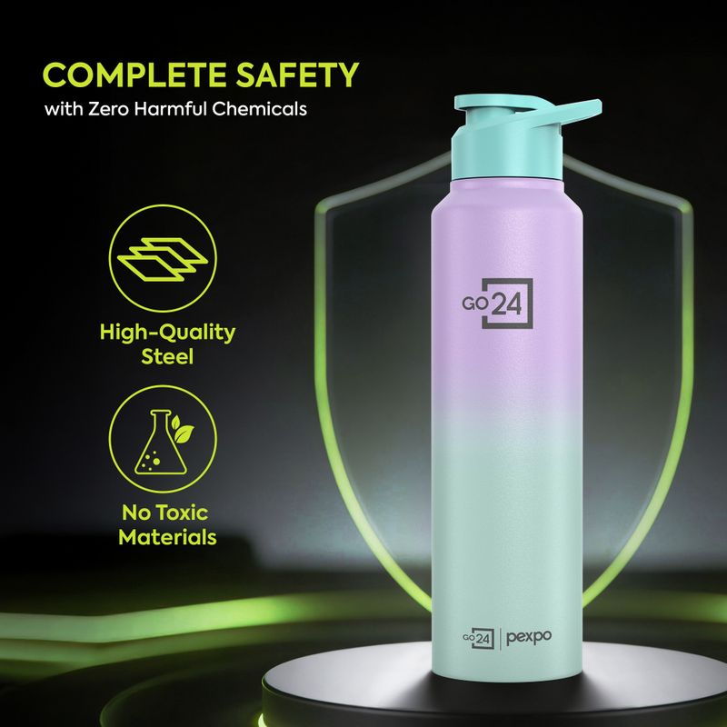 Go24 Stainless Steel Sport/Fridge/Gym/Home/School with Sipper Cap Craft Pro 950 ml Stainless Steel Bottle (Pack of 1, Green) - Image 8