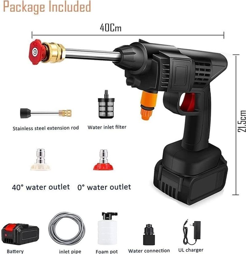 AQUABUCKET High Pressure Car Washer Pump,48V Portable Rechargeable Cordless Water Spray Gun Pressure Washer - Image 5