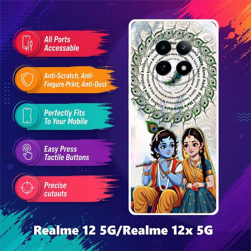 Doromi Back Cover for Realme 12 5G/12x 5G Radha Krishna White - Image 5