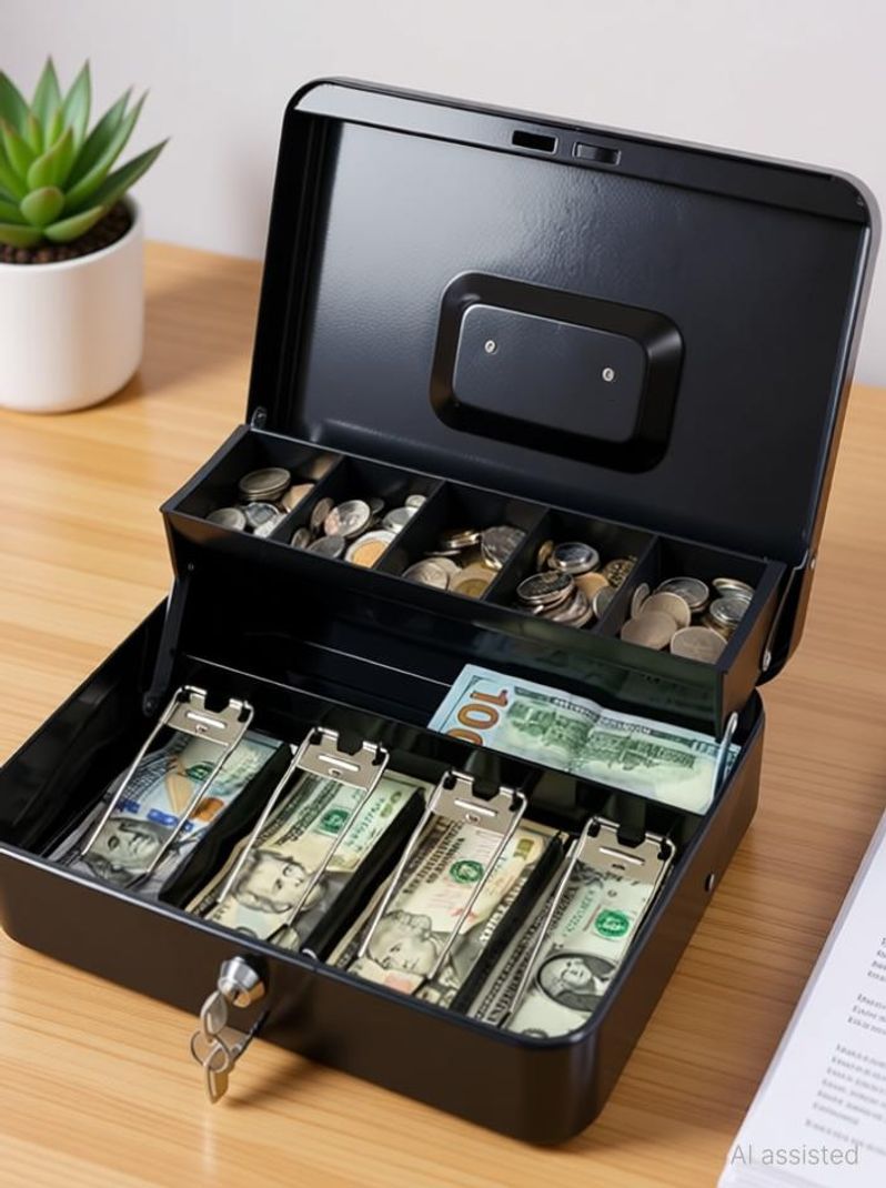 Onlyeasy Security Safe Metal Locker Box; Money Tray and Coin Cash Box (1 Compartments) - Image 5