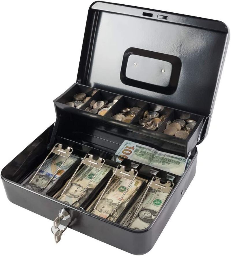Onlyeasy Security Safe Metal Locker Box; Money Tray and Coin Cash Box (1 Compartments) - Image 3