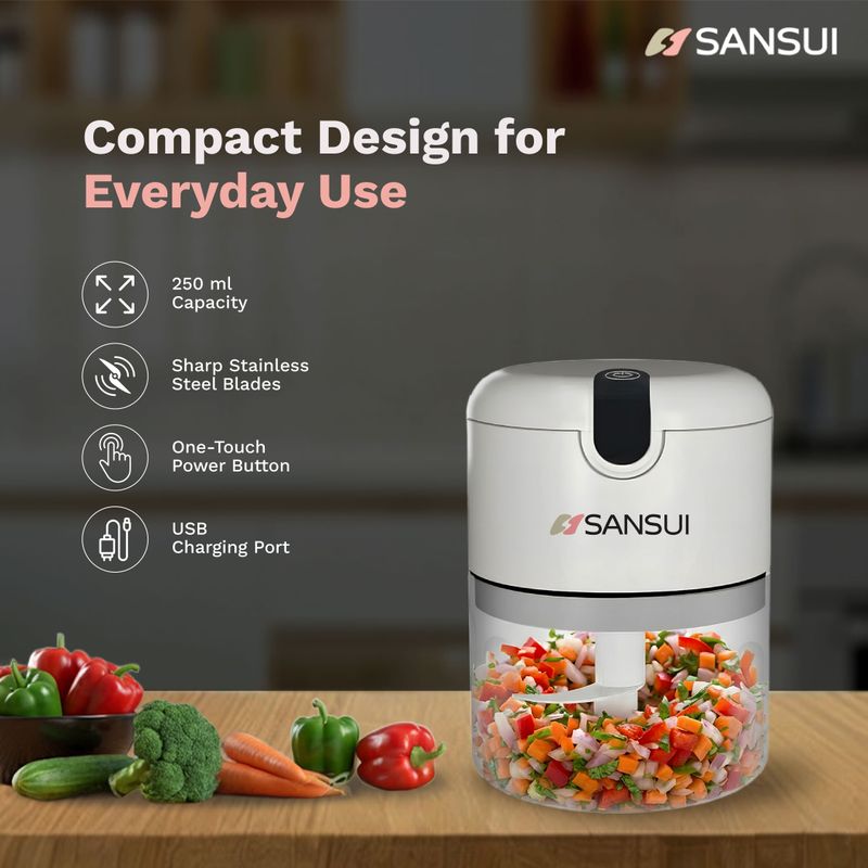 Sansui Rechargeable Mini Electric Chopper 250ml - Image 5