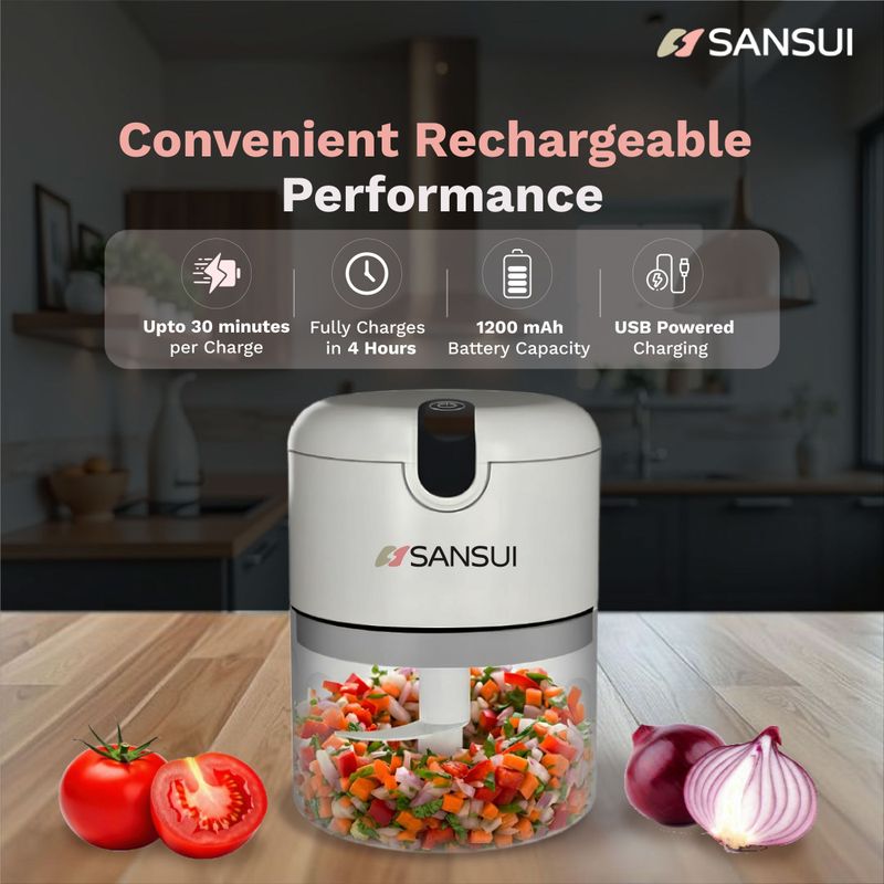 Sansui Rechargeable Mini Electric Chopper 250ml - Image 4