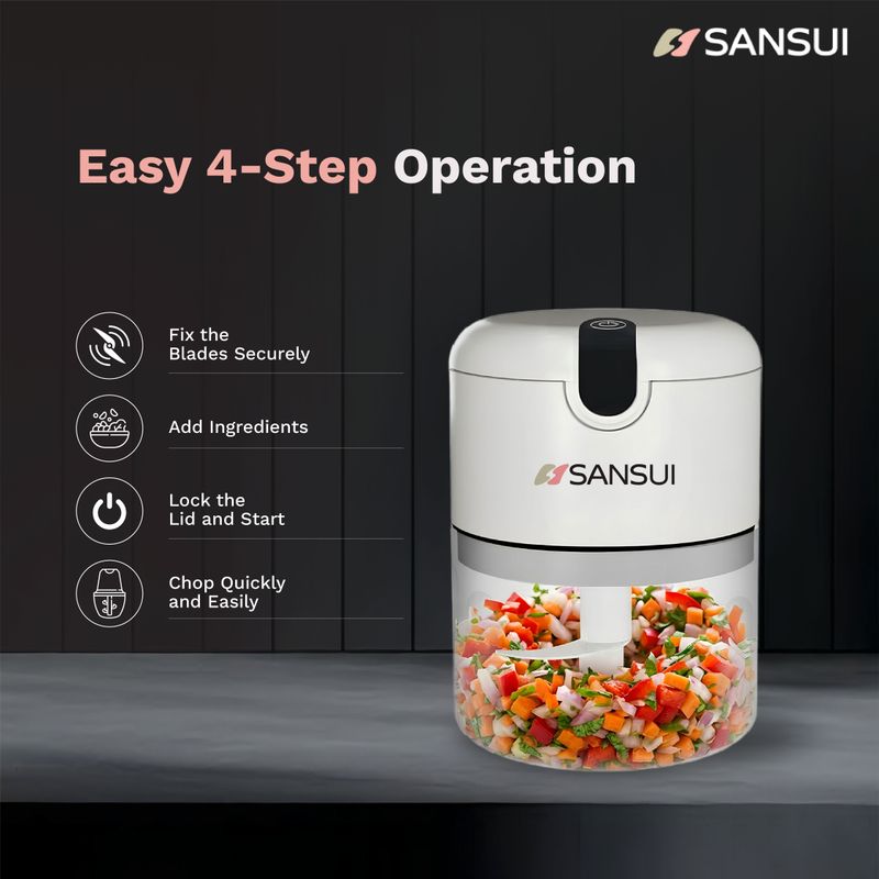 Sansui Rechargeable Mini Electric Chopper 250ml - Image 7