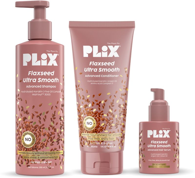 The Plant Fix Plix Flaxseed Ultra Smooth Range | Shampoo + Conditioner + Serum | Sulphate Free (3 সà§à¦à§à¦° মধà§à¦¯à§ à¦à¦à¦à§à¦®) - Image 3