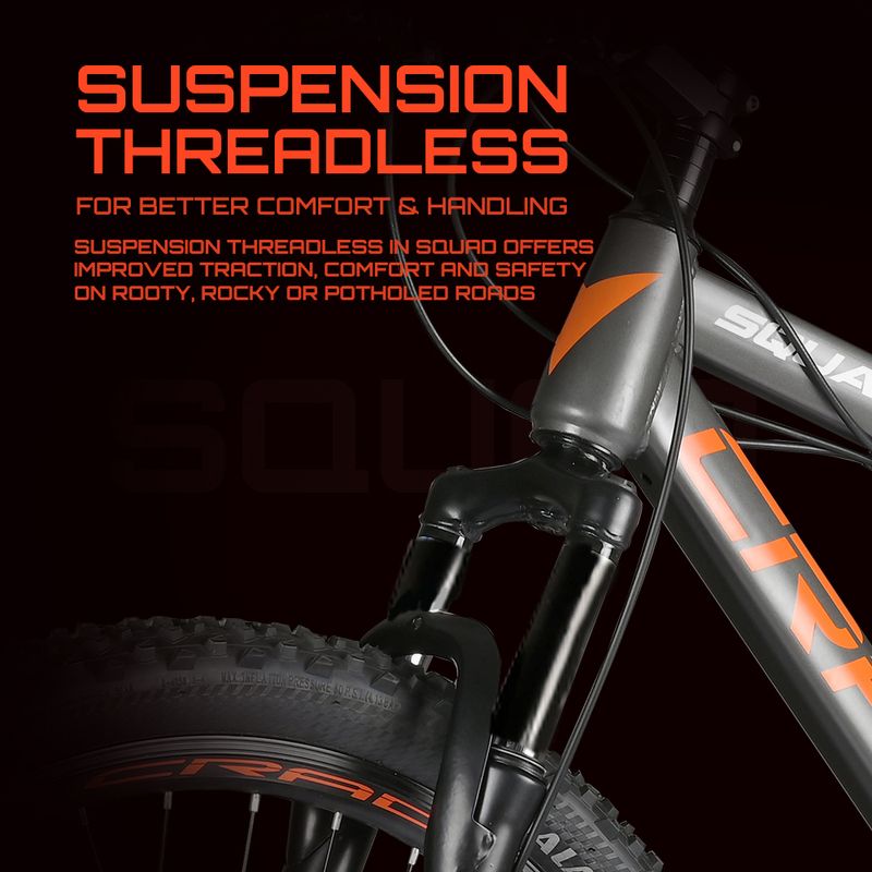 CRADIAC SQUAD 21 SPEED|FRONT SUSPENSION|DUAL DISC BRAKE|shimano gears 29 T (inch) Mountain Cycle (21 Gear, Grey, Orange, Only Front Suspension) - Image 8