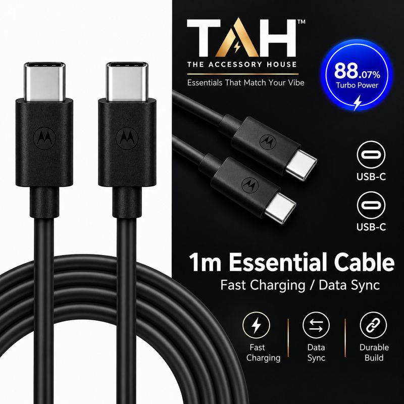 Moto Type C 1 m 125W Turbo Power Pack of 2 (Compatible with Edge 60/50/40/30, Ultra/Fusion/Pro/Neo, Razr, samsung, vivo, Pack of 2, Black, One Cable, USB Type C To USB Type C) - Image 5