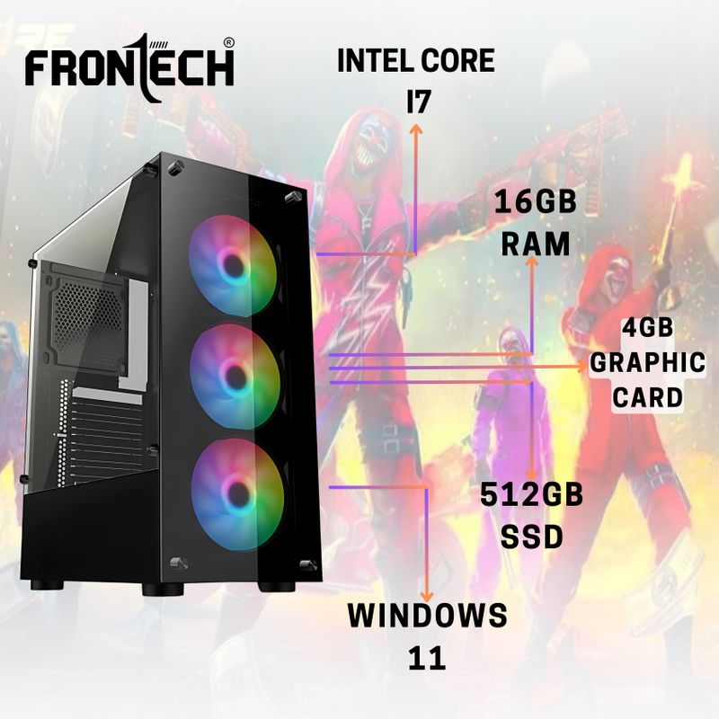 LAKHOTIA Gaming Pc Full setup Core i7 (16 GB / 512 GB / Windows 11) Assembled Desktop Computer (19 inch Display) - Image 3