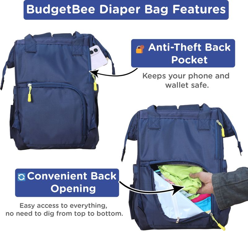 Motherly Budgetbee Baby Diaper Backpack for Travel (Blue) - Image 7
