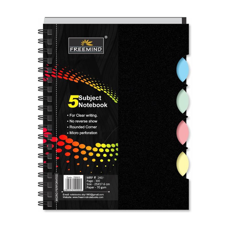 FREEMIND 5 Subject 25 x 17.6 cm Regular Notebook Single Line Versatile for School, Home & Office 300 Pages (Multicolor) - Image 5