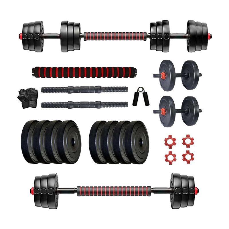 BodyFit 16 kg Adjustable Dumbbells Set, Connector-Dumbbell Rods, Weight Plates. Home Gym Combo - Image 5