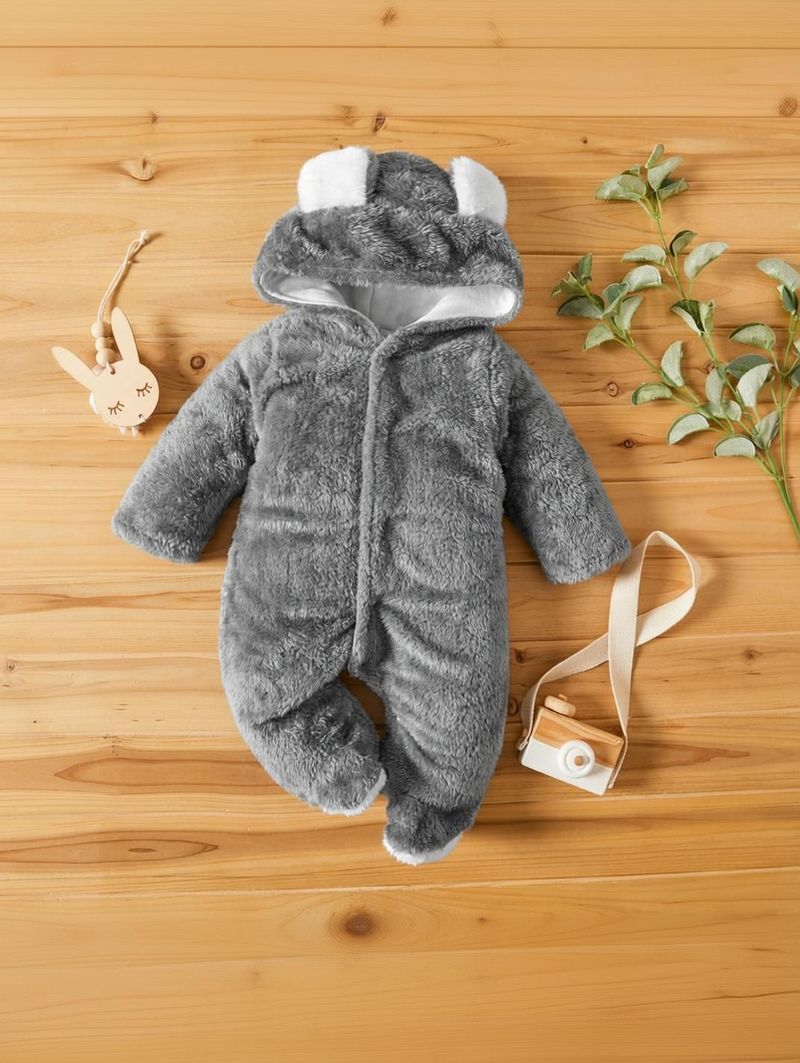 BRANDONN Romper For Baby Boys & Baby Girls Party Solid Cotton Blend (Grey, Pack of 1) - Image 5