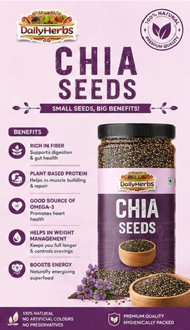 DAILYHERBS Raw Seeds Combo Pack Of 6 (200G Each) for Weight Loss with Omega-3 & Fiber Rich Chia Seeds, Pumpkin Seeds, Sunflower Seeds, Brown Flax Seeds, Sesame Seeds, Watermelon Seeds (6 x 200 g) - Image 8