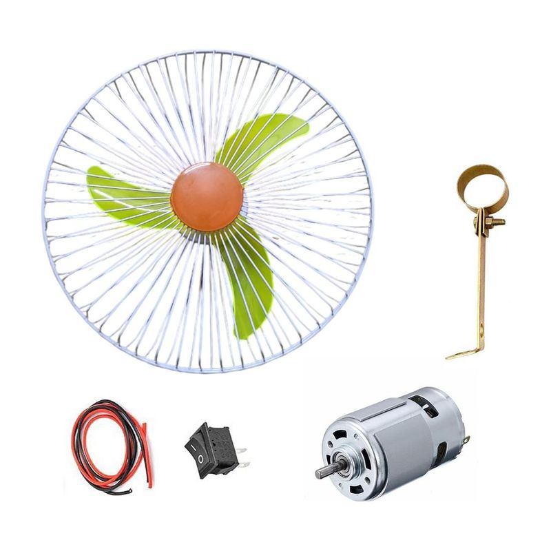 Electroparticle 775 Motor 12V DC Complete Fan Kit with Protective Net, Clamp, Switch & Wire Electronic Components Electronic Hobby Kit - Image 3