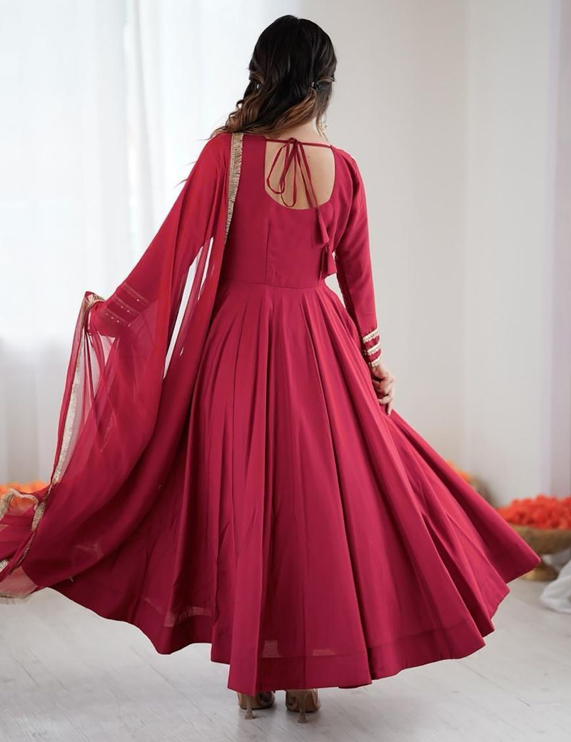 Kedar Fab Embroidered Art Silk Stitched Anarkali Gown (Pink) - Image 7