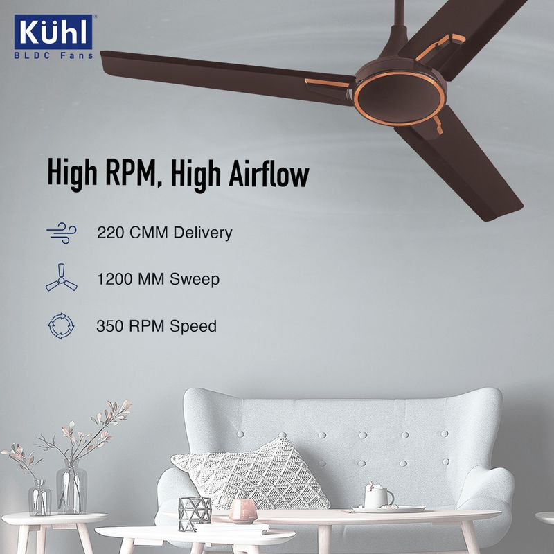 KUHL Prima A1 with 5 Year Warranty Anti Dust 1200 mm Ceiling Fan (5 Star | Espresso | Pack of 1) - Image 8