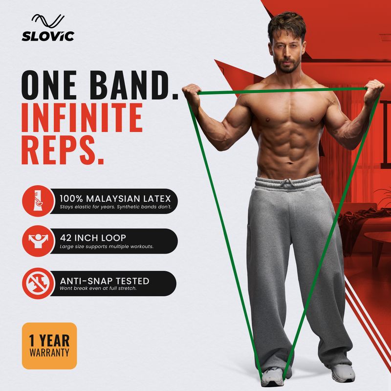 SLOVIC Home & Gym Fitness Band, Green, Pack of 1 - Image 6
