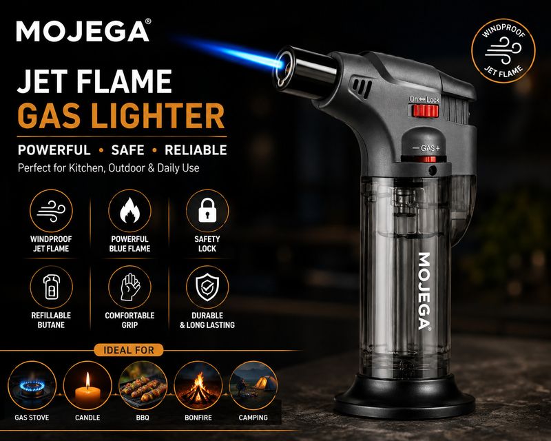 MOJEGA Jet Flame Windproof Refillable Kitchen Lighter - Image 8