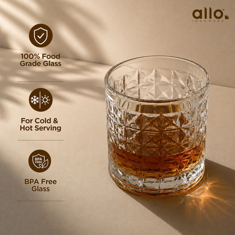 Allo Pack of 6 Premium Whisky Glasses 330ml Clear - Image 8