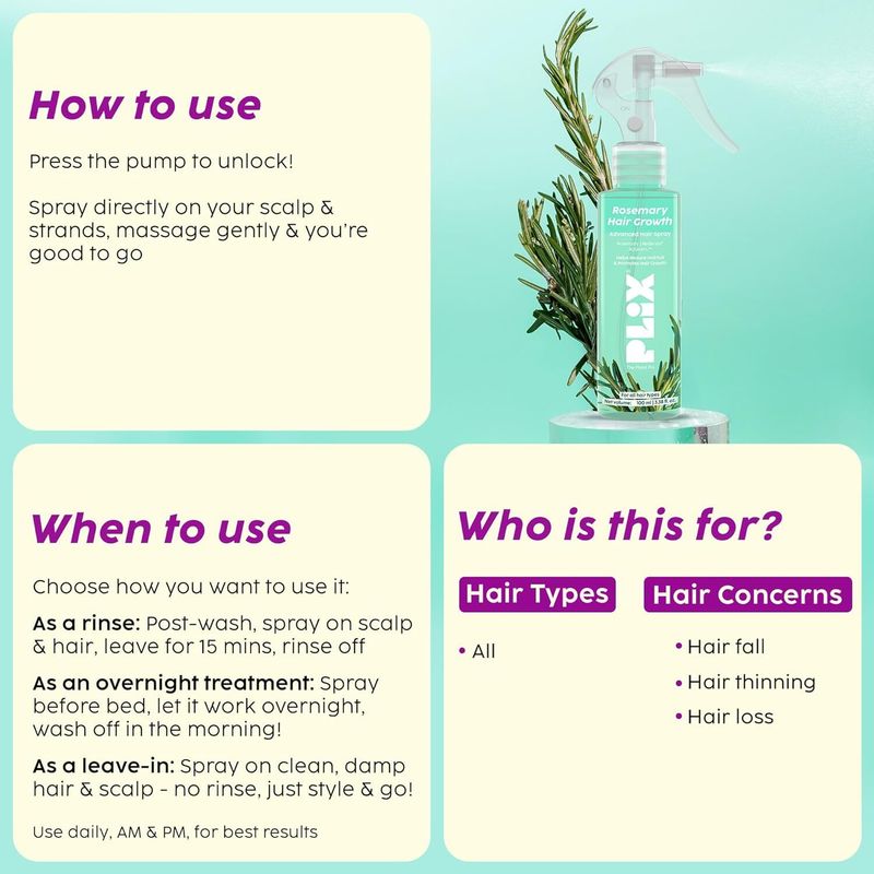 The Plant Fix Plix Rosemary Water Hair Spray Avanced Styler Spray With Growth Hair Styler (100 ml) - Image 7