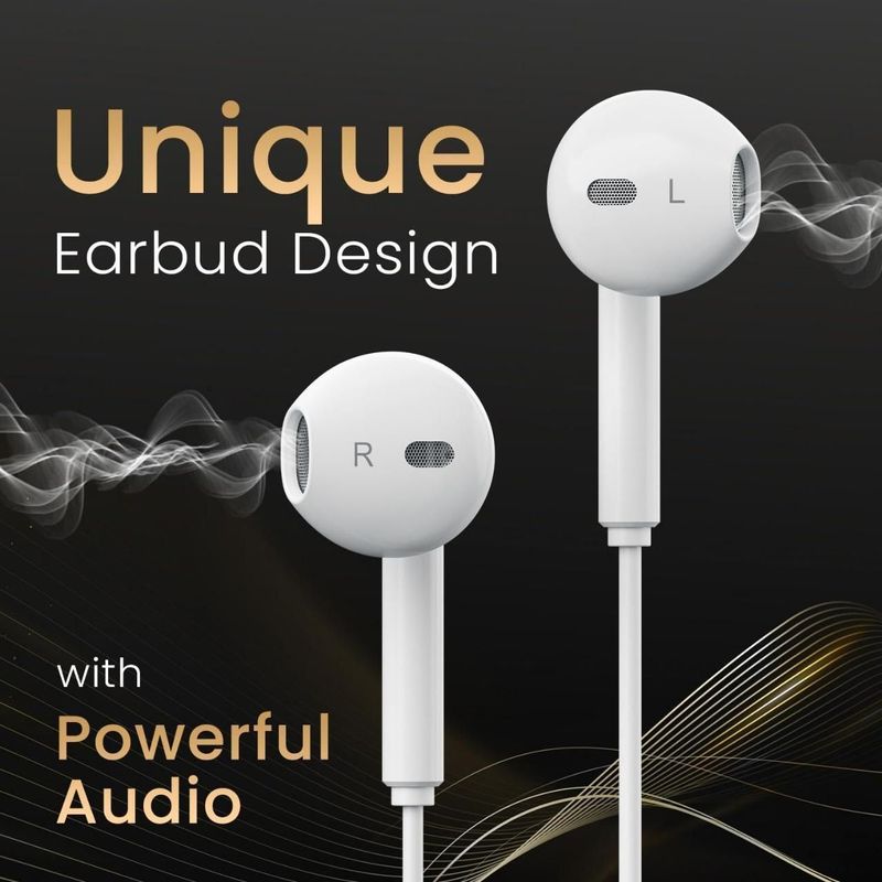 Gordhan Studio Type-C Bass Headset Compatible with 15/16/17 Wired Headset (White, In the Ear) - Image 5