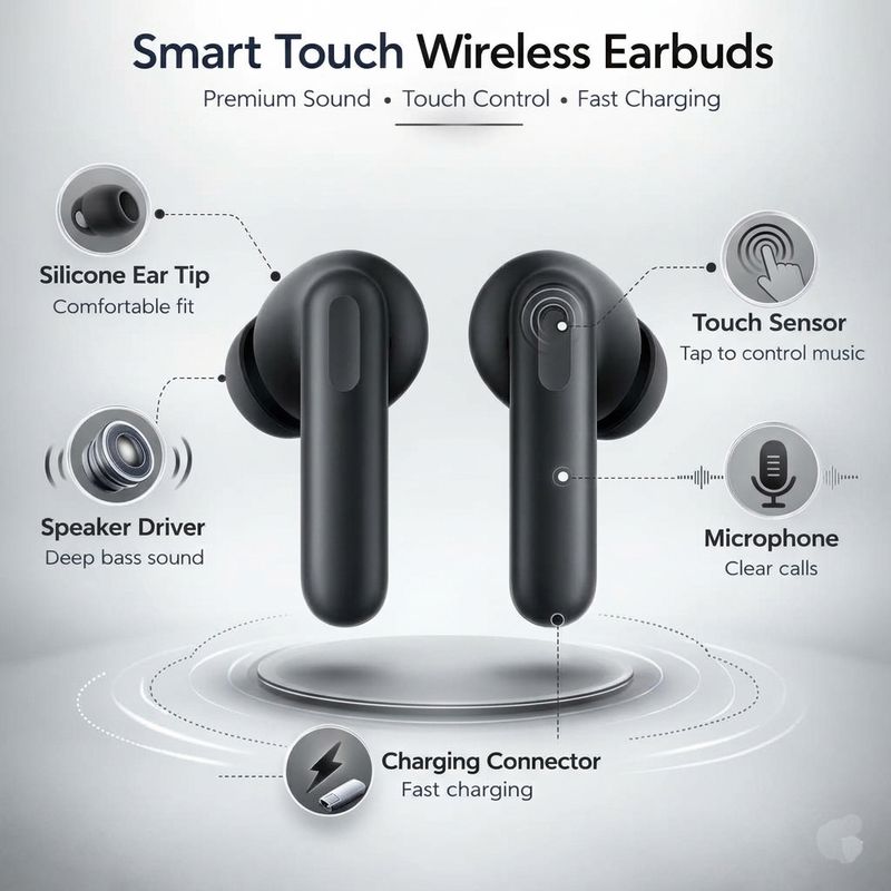 TOCSIN Nord 3R CE True Wireless Earbuds, Black - Image 4
