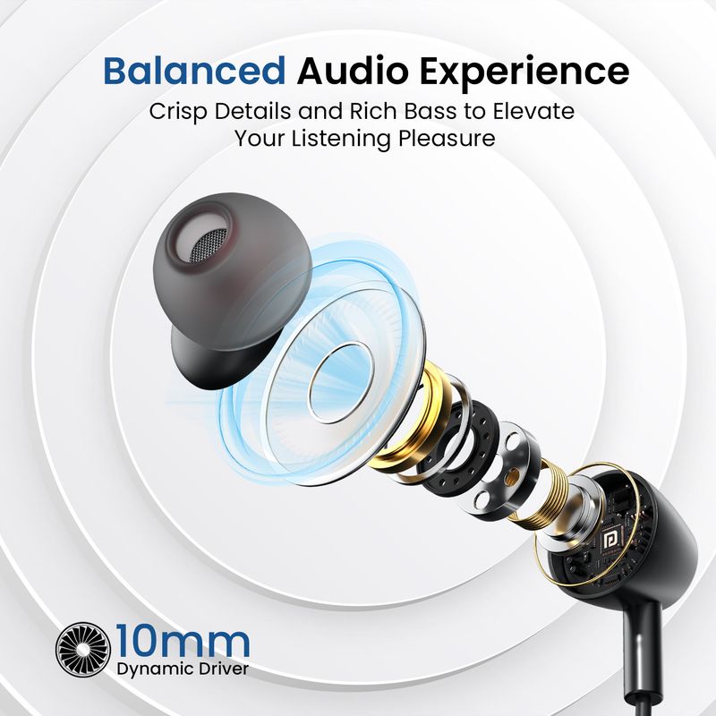 Portronics Harmonics Z10 Bluetooth Earphones, Black - Image 6