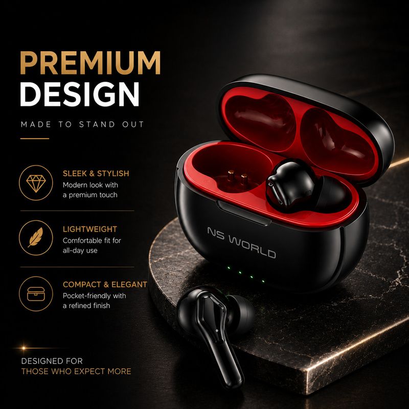 NS WORLD Thar Roxx TWS ANC Earbuds | HD Bass | Touch | Type C | High Vol Bluetooth Gaming Headset (Black, True Wireless) - Image 8