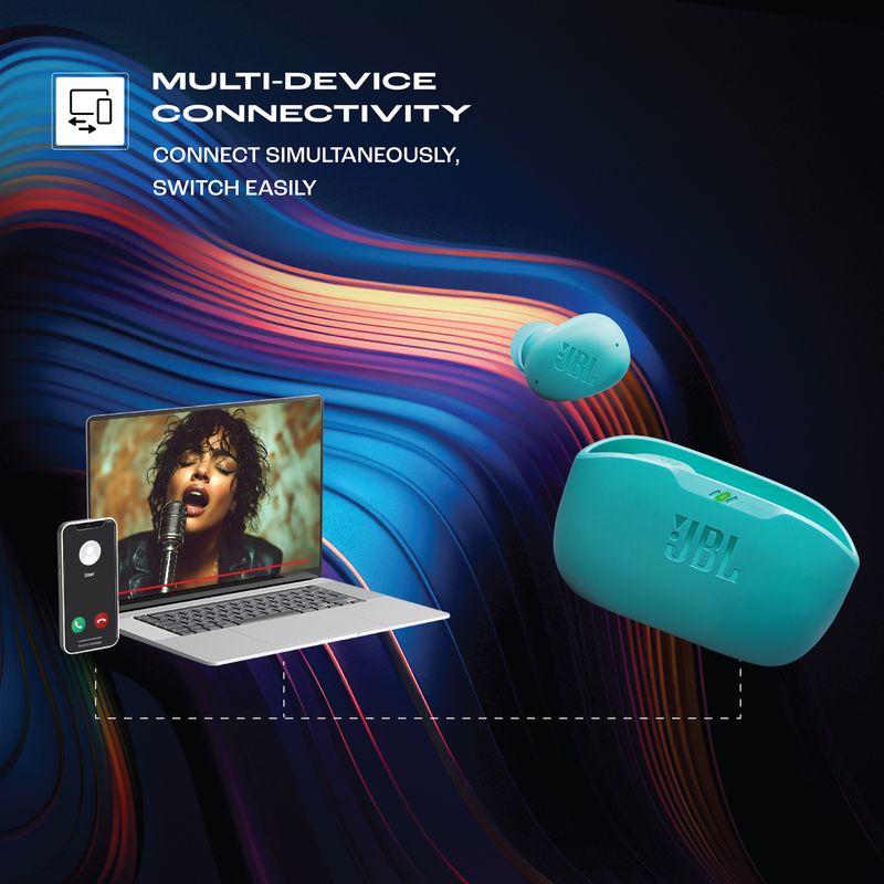 JBL Wave Buds 2 ANC Earbuds with BTv5.3,Multi Connect,Fast Charge,40H runtime,4 Mics Bluetooth Headset (Blue, True Wireless) - Image 8